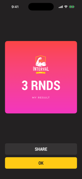 The result screen showing three completed rounds