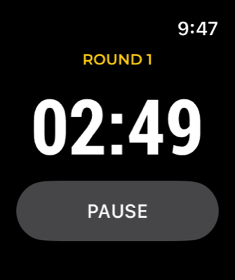 The timer running on Apple Watch